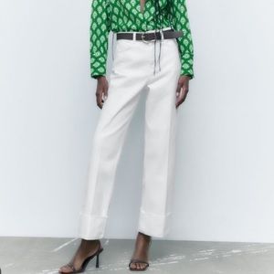 NWT Zara High Rise Straight Jeans White